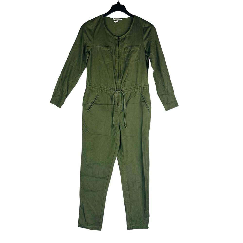 BCBGeneration Womans Sz 4 Jumpsuit Green Long Sleeve Pockets Zip Front